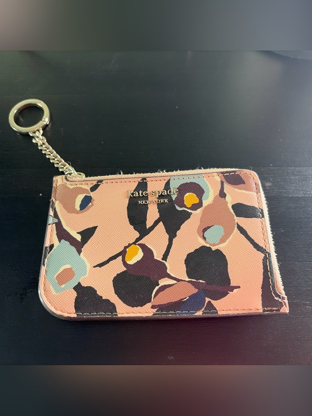 Kate Spade Cameron Paper Rose card holder Wallet with Key Ring 4 slots